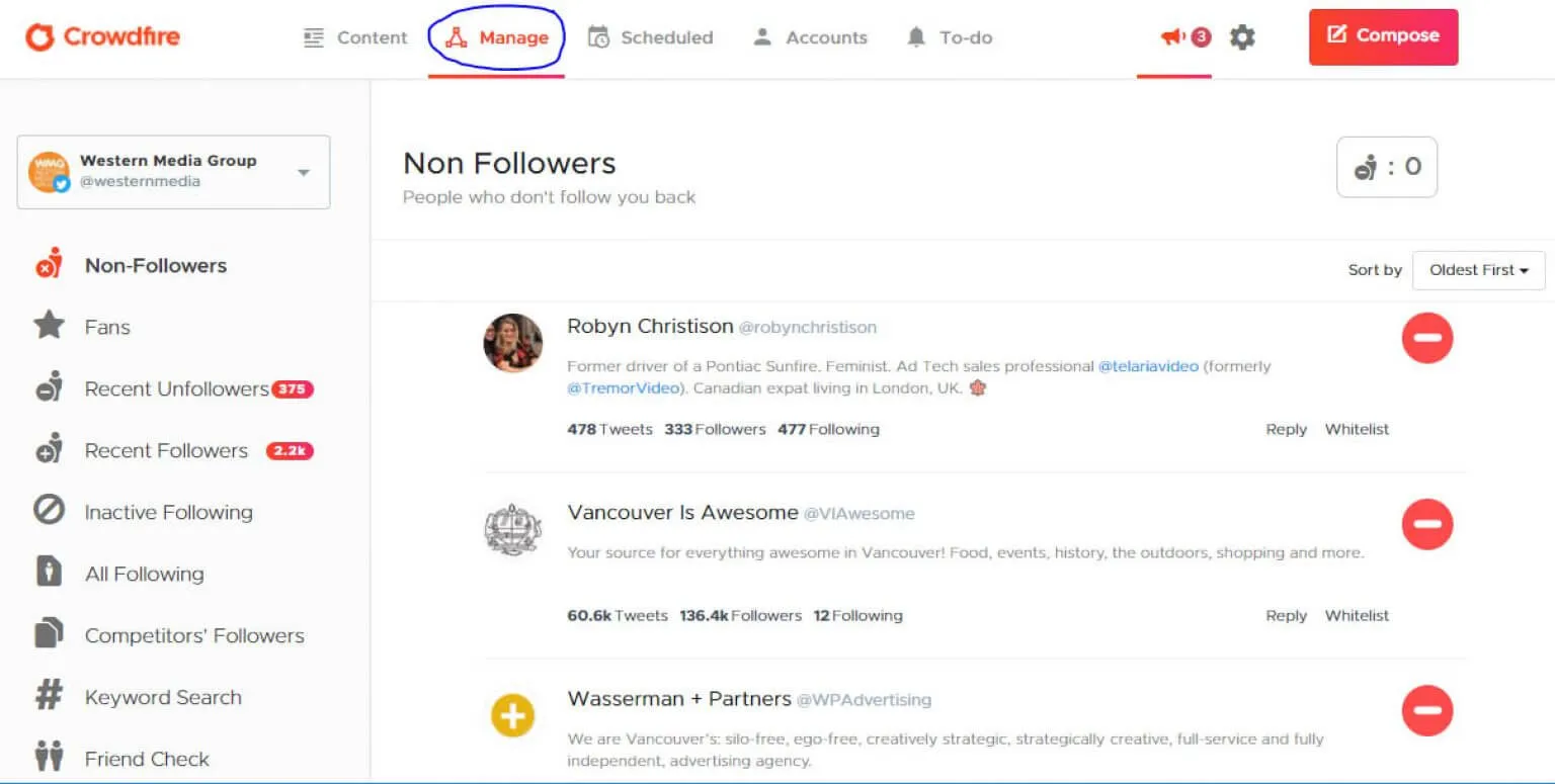 Manage Unfollowers - Crowdfire Features