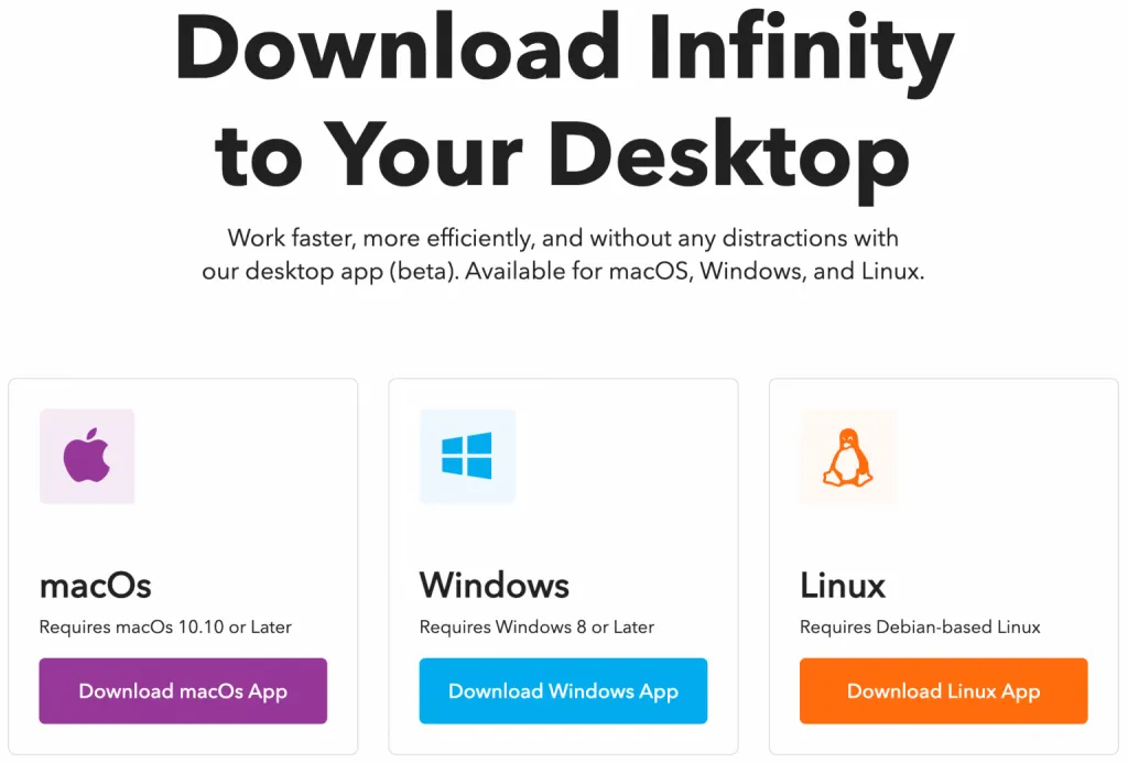 Infinity App - Desktop Version