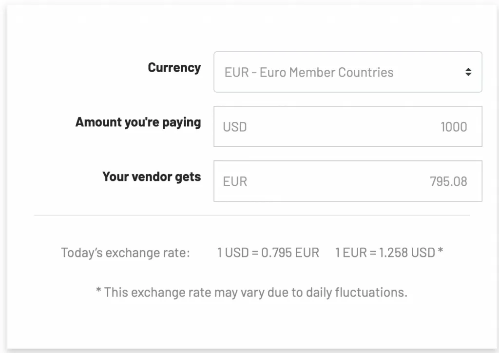 International payments procedure