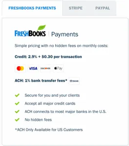 Feature for payments-Tekpon Freshbooks review