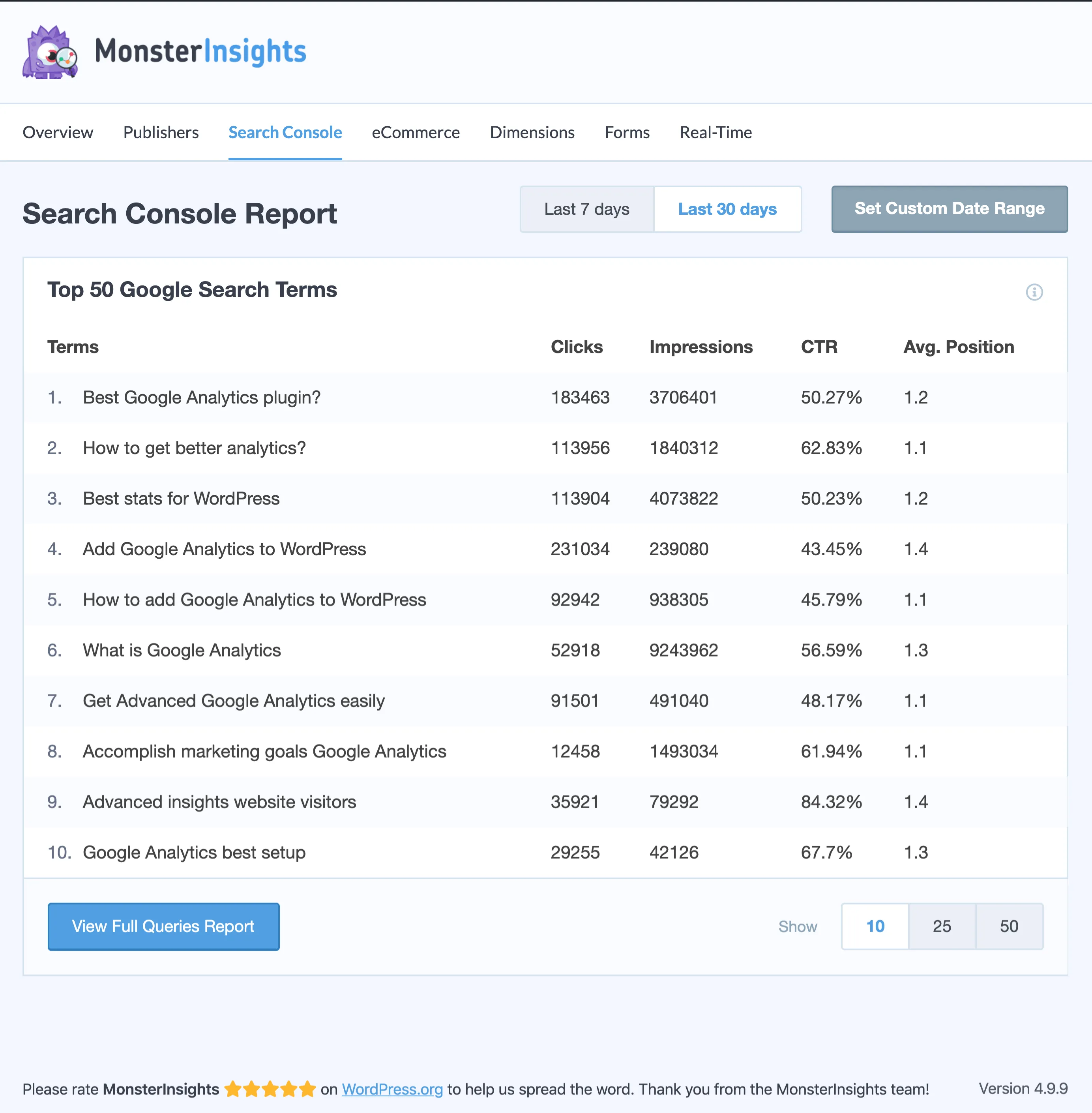 Search Console Report