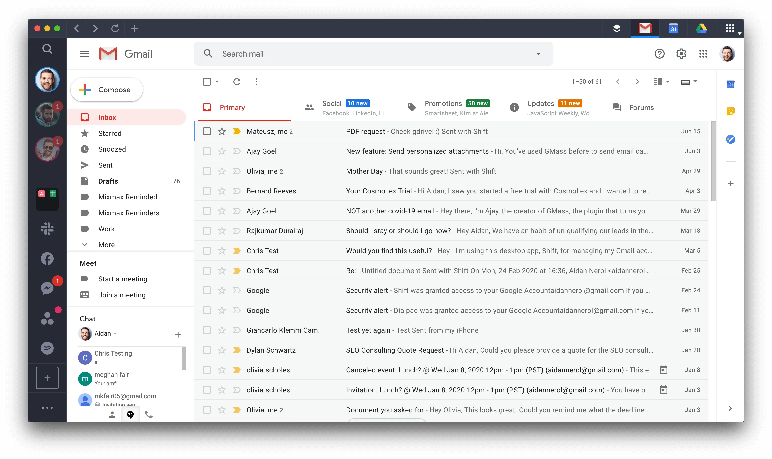 Gmail in Shift