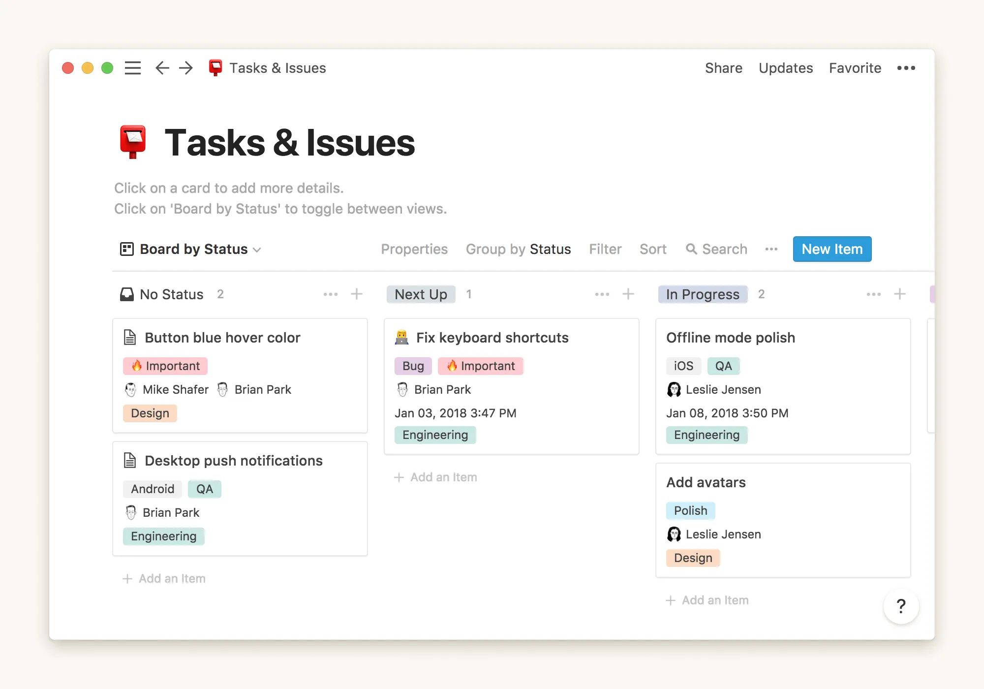 Tasks Features