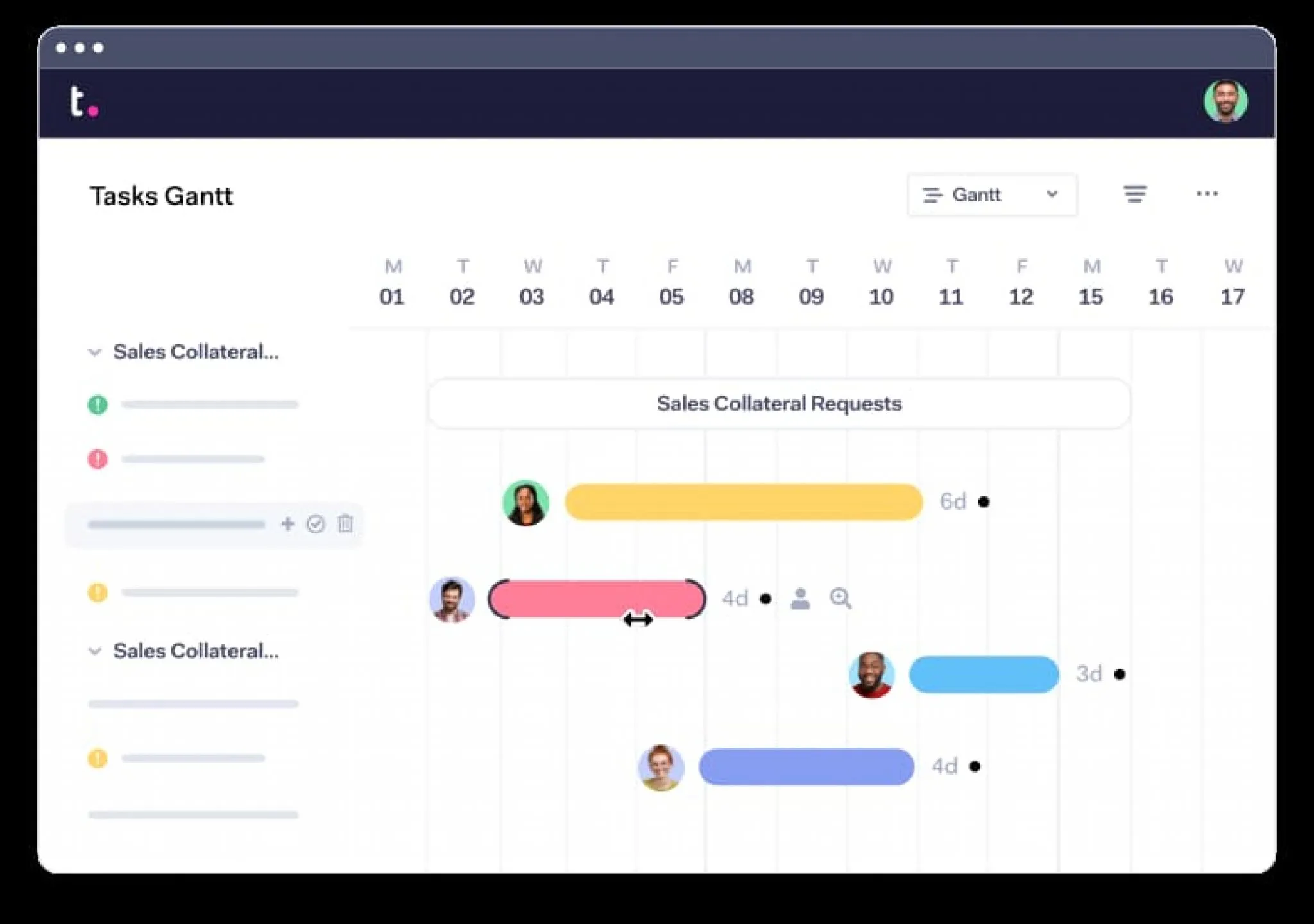 Gantt chart Teamwork review by Tekpon