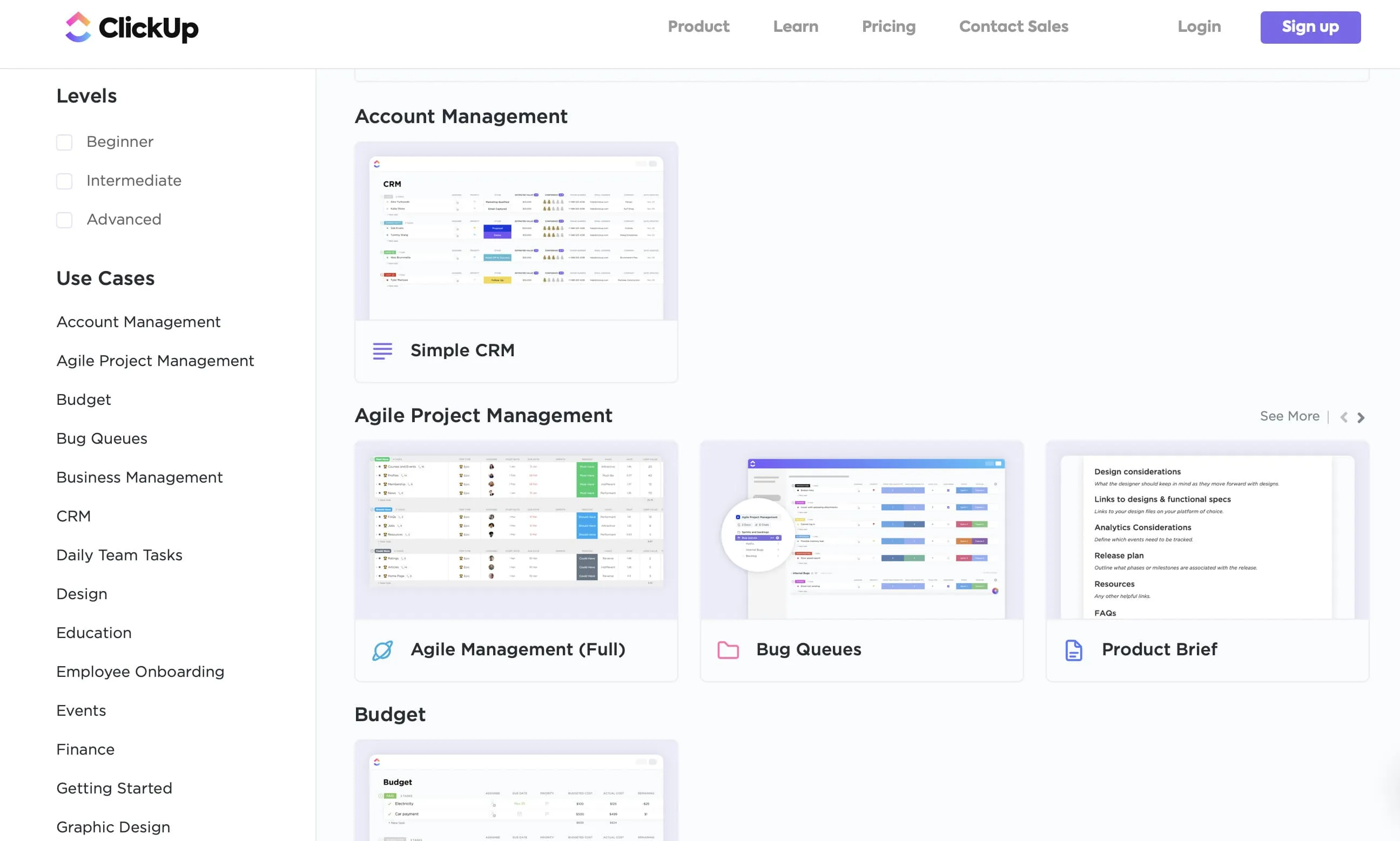 ClickUp templates project management review