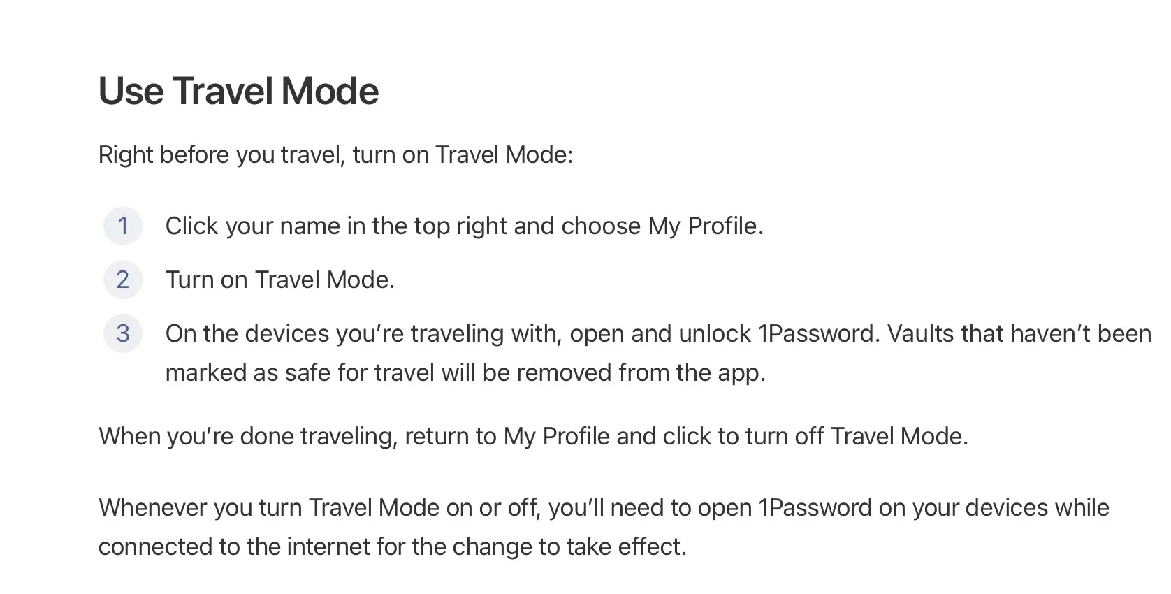 travel mode feature