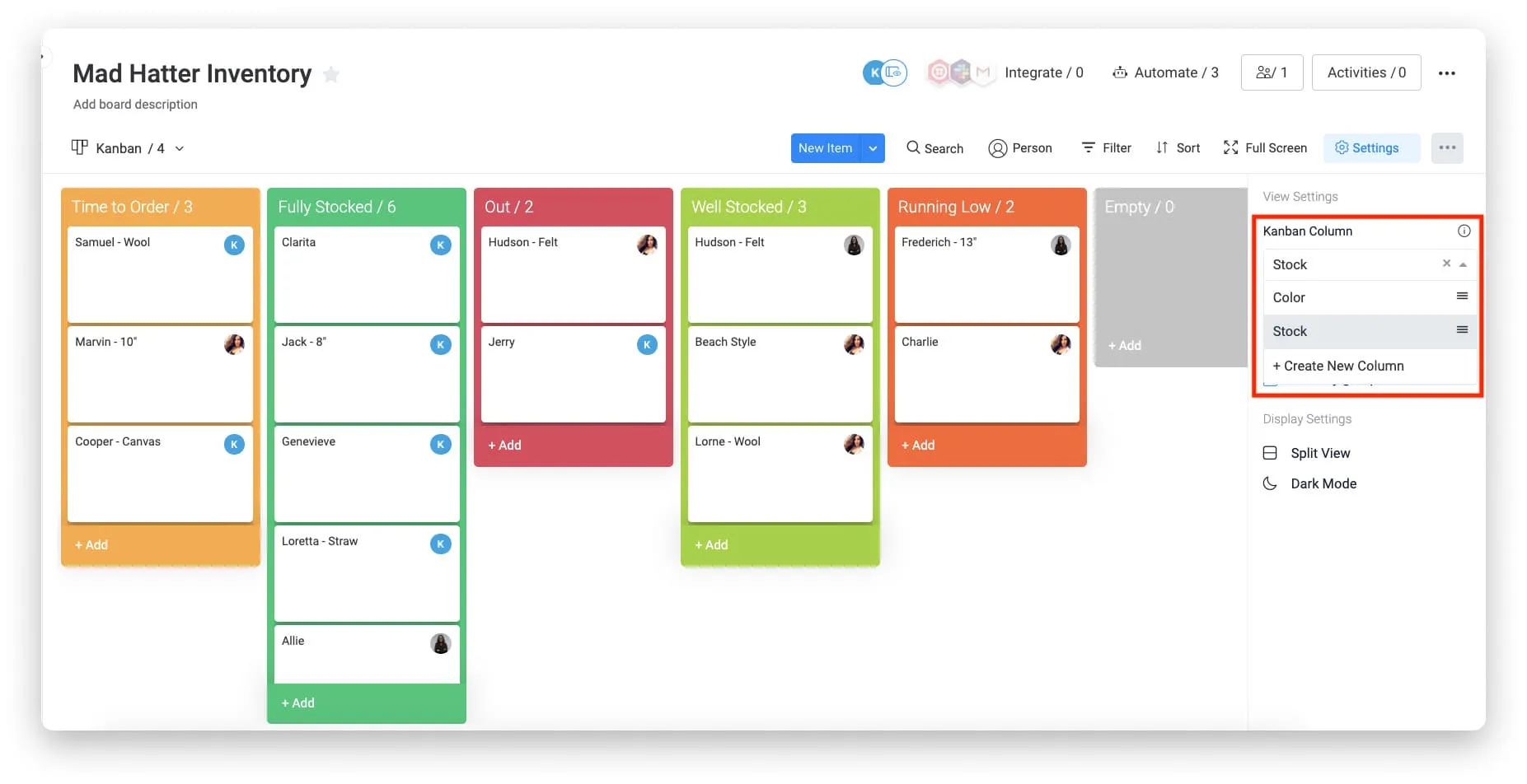 Kanban board Monday.com - project management software Tekpon