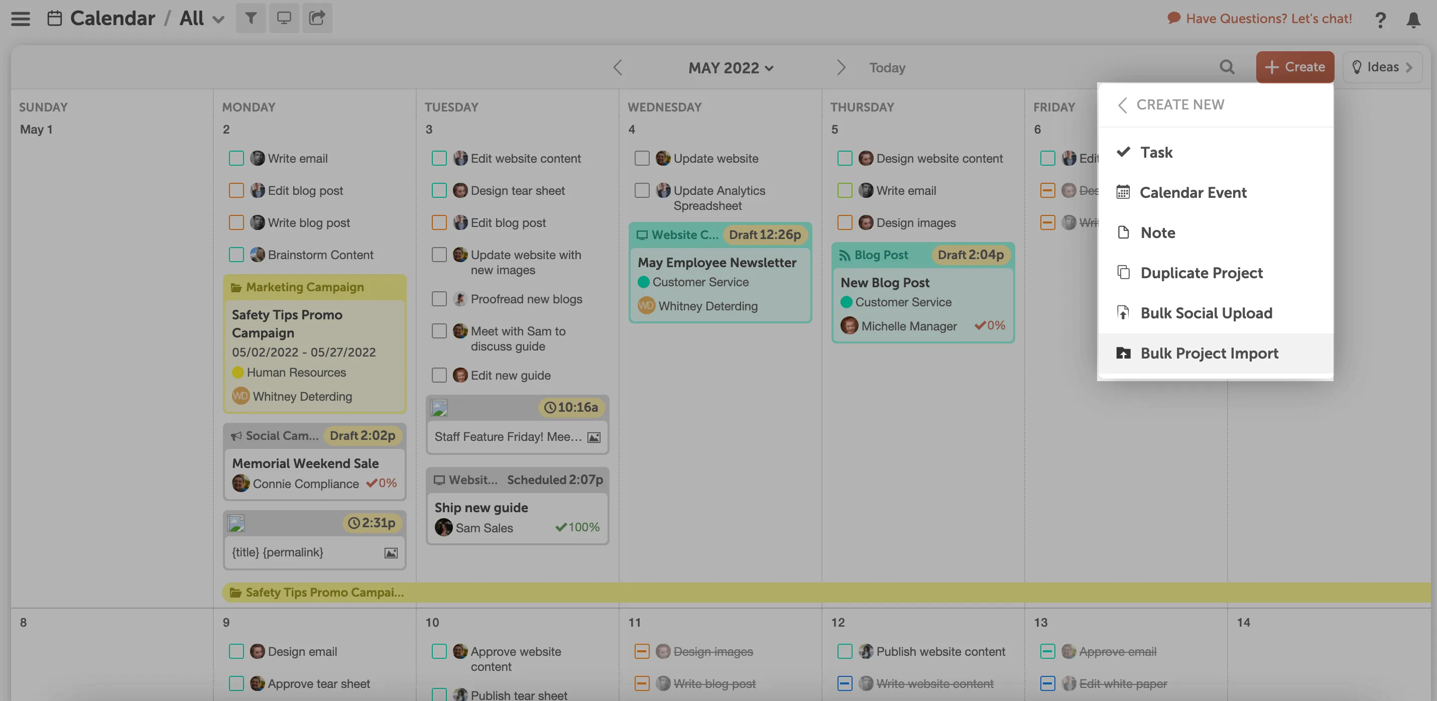 Schedule - Create new task in Calendar view