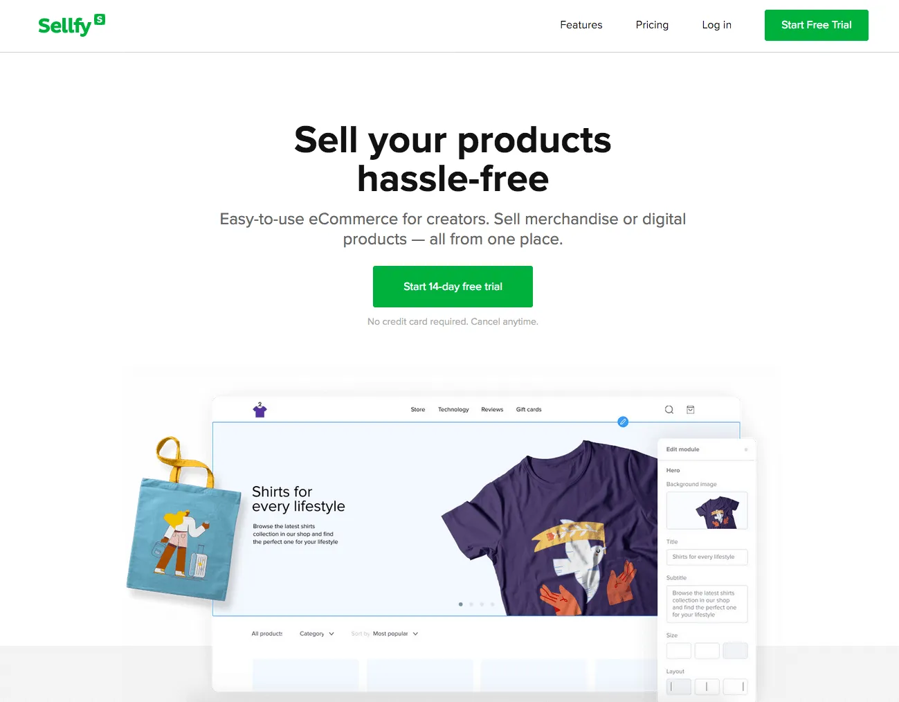 Sellfy Homepage - Software review on Tekpon