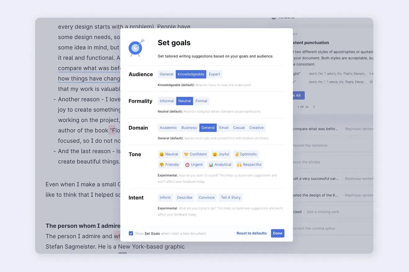 Grammarly Writing Tool