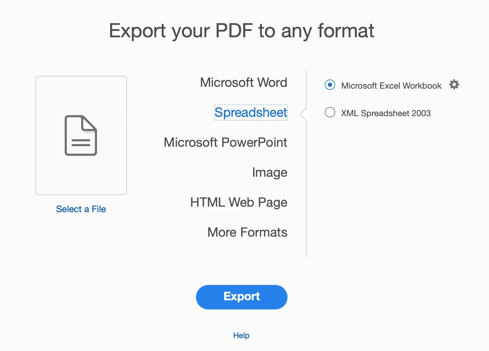 Convert PDF to Spreadsheet