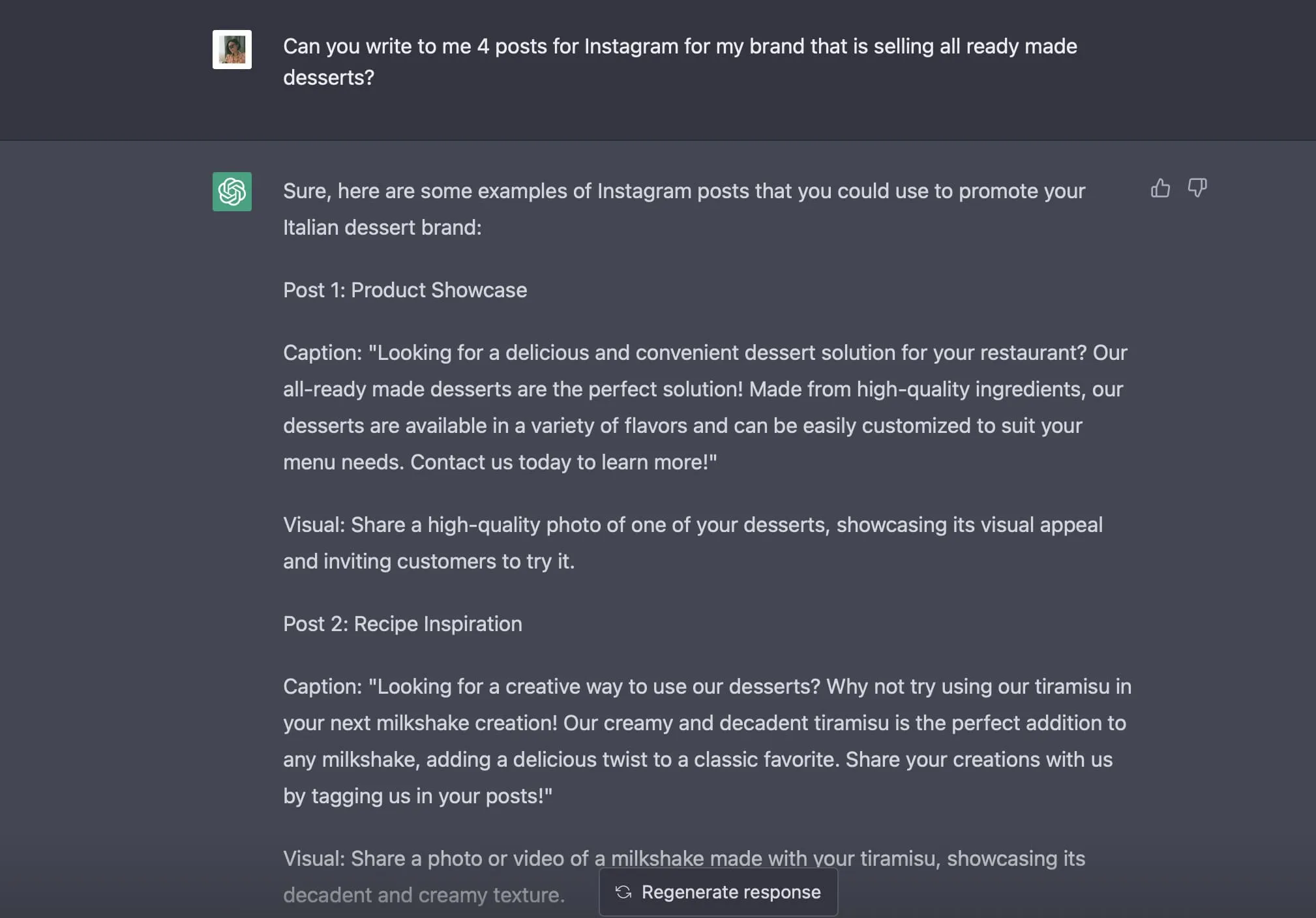 write posts for Instagram with ChatGTP