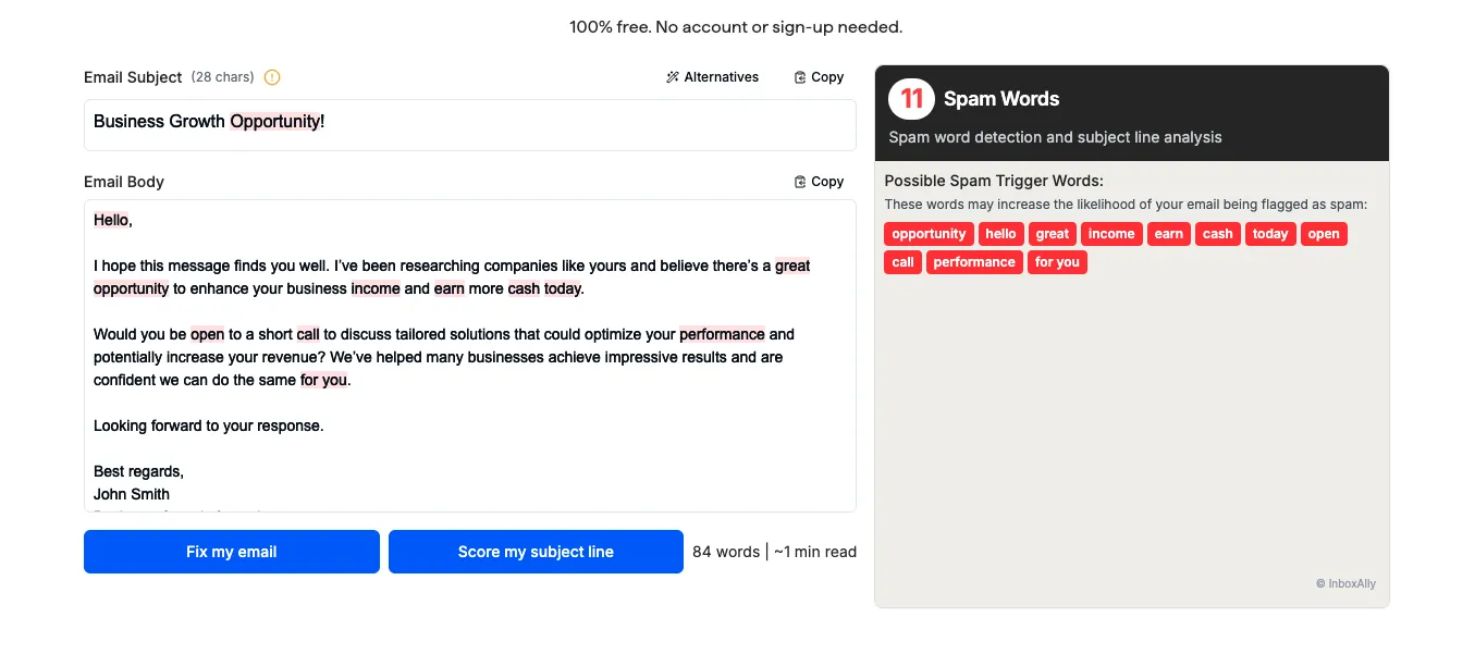 Email content tester - InboxAlly