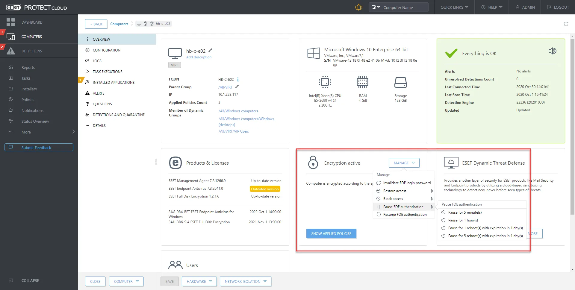 Data encryption from ESET