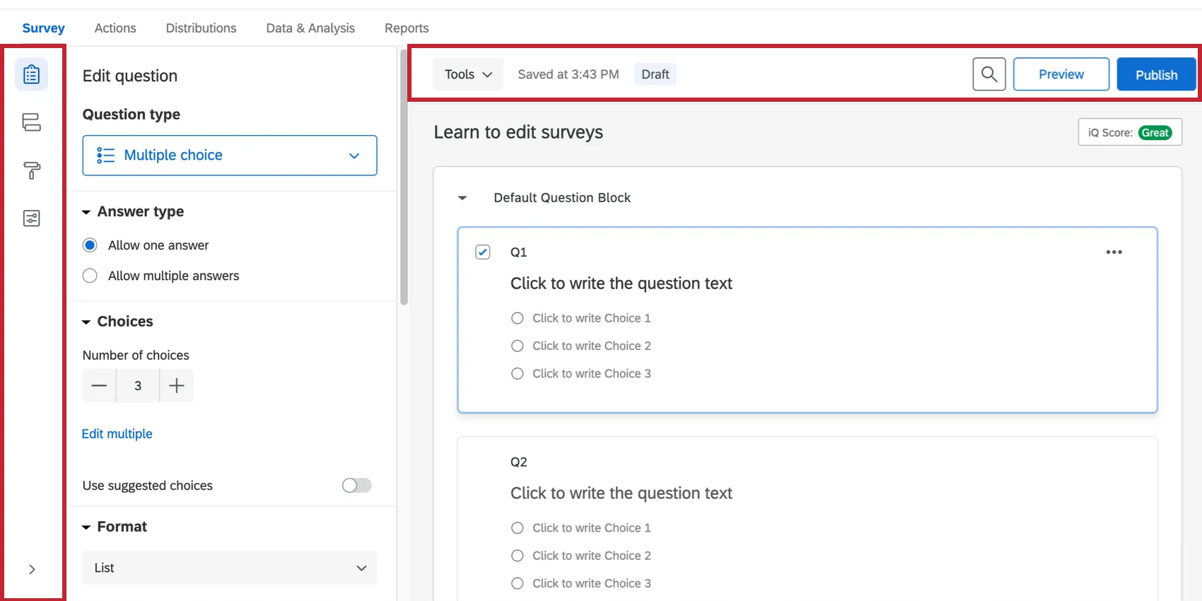 create survey with Qualtrics
